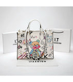 peopleterritory Graffiti Victory Bear Bag Collection  Spring/Summer New Cartoon Bag Shoulder Large Capacity Women's Bag Portable Messenger Bag