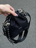 peopleterritory 2022 Popular Bag High-Grade Single Shoulder Crossbody Nylon Bag Chain Niche Unique Small Bag Drawstring Bucket Bag