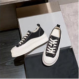 peopleterritory New Canvas Shoes Women's Popular Platform Biscuit Shape Shoes Casual Korean Style White Shoes Versatile Student Shoes