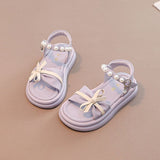 peopleterritory  Girls' Sandals 7-12 Western Style  Summer New  Style Bow Princess Shoes Lightweight Soft Sole Children's Sandals