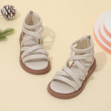 peopleterritory  Girls' Sandals Roman Western Princess Shoes Soft Bottom Internet Celebrity Small and Medium Children's Shoes  Summer New Primary and Secondary School Student Shoes