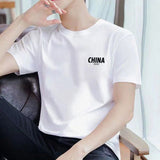 Shawn Yue Summer Cotton Short Sleeve T-shirt White for Men Casual Simple Letter Crew Neck Ins Fashion Brand Hong Kong Style Top Men