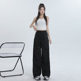 peopleterritory NEWn Wide Leg Ankle Banded Working Pants Women's Summer New High Waist Drooping Sports Casual Pants Pleated Baggy Straight Trousers