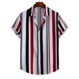 Digital Printing Cross-Border Wish Summer New Striped Shirt Men's Casual Shirt Short Sleeve Shoppify