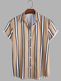 Digital Printing Cross-Border Wish Summer New Striped Shirt Men's Casual Shirt Short Sleeve Shoppify