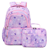 Backpack New Cute Butterfly Printing Schoolbag for Primary School Students Large Capacity Backpack 2-Piece Children's Decompression Student Backpack