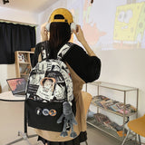 peopleterritory  Street Fashion Printed Student Schoolbag Casual Junior High School Mid-Fashion Cool Male Student Anime Backpack Large Capacity Backpack Male