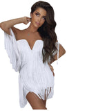 2024 Summer New Fashion Sexy V-neck Strap off-Shoulder Backless Tassel Elegant Graceful Bandage One-Piece Dress