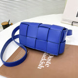 peopleterritory Bag Spring Style Women's All-Match New Woven Bag Women's Small Square Bag Pu Pocket Fashion Shoulder Messenger Bag Cross-Border