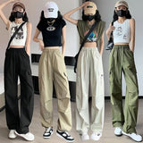 peopleterritory Ice Silk Quick-Drying Overalls Women's Thin High Waist Drawstring Ankle-Tied Climbing Pants NEWn Harem Sports Pants