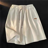 New Ice Silk Casual Pants Men's Summer Thin Casual ins Draping Trendy Embroidery Straight Shorts