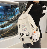 Backpack Wholesale Women's Double Backpack Popular Men's Backpack Letters Solid Color Junior High School High School Student Bag Ins Style Fashion