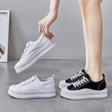 peopleterritory New Canvas Shoes Women's Popular Platform Biscuit Shape Shoes Casual Korean Style White Shoes Versatile Student Shoes