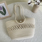 peopleterritory Handbag Women's Straw Basket Handmade Bag Holiday Picnic Spring Outing Photo Beach Bag One-Shoulder Knitted Small Bag