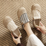 peopleterritory Old Beijing Cloth Shoes Women Chinese-Style Linen Slip-on Flat round Toe Women's Ethnic Style Retro Fisherman Big Head Shoes