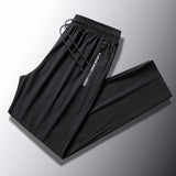 High-End Ice Silk Sports Pants Men's Summer Thin Stretch Breathable Quick-Drying Straight Loose plus Size Running Skinny Trousers