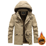 New Hooded Detachable High-Grade Mid-Length Fleece-lined Thickened Men's Jacket Coat Fashion Brand Spring and Winter