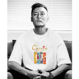 Shawn Yue Summer Cotton Short Sleeve T-shirt White for Men Casual Simple Letter Crew Neck Ins Fashion Brand Hong Kong Style Top Men