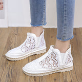 peopleterritory New Summer Casual Mesh Breathable Flat Simplicity Student Mesh Breathable Mid-Top Canvas Shoes for Women