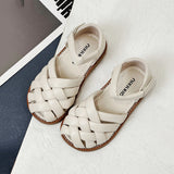 peopleterritory  Summer  New Children's Shoes Girls' Sandals Fashion Closed Toe Shoes Korean Weaving Children's Semi-Sandals