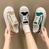 peopleterritory Summer Women's Shoes Thin Thick-Soled White Canvas Sneakers Women's Spring and Autumn Ins Fashionable Shoes All-Matching Casual Sneaker Women's