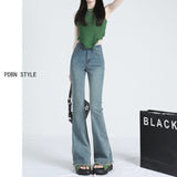 peopleterritory Skinny Jeans for Women  Summer High Waist Slimming Horseshoe Pants Small Stretchy Burr Flared Pants Women