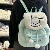 Backpack Cute Plush Flip New Winter Sweet Backpack Hello Kitty Melody Clow M Backpack Large Capacity Schoolbag