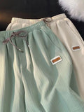 New Ice Silk Casual Pants Men's Summer Thin Casual ins Draping Trendy Embroidery Straight Shorts