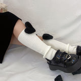 Territory 2000s fashion Handmade Mid-Calf Plush Three-Dimensional Love Decorative Calf Socks Knitted Wool Warm Leg Cover Autumn and Winter Ins Personality