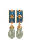 peopleterritory Original Design Jade Cloisonne Silver Drop Earrings HE1027