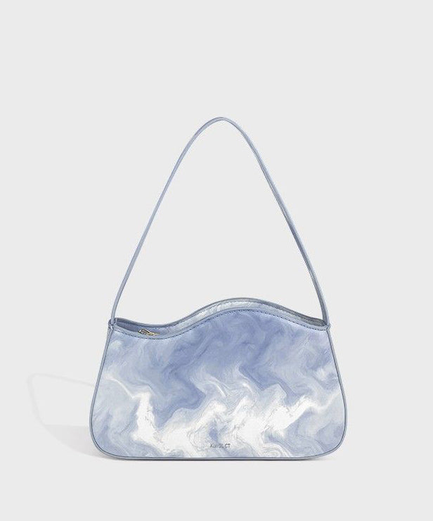 peopleterritory Original Design Light Blue Tie Dye Paitings Faux Leather Satchel Handbag LY1748