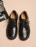 peopleterritory Leather Brogue Style Oxford Shoes Women