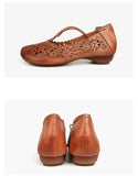 peopleterritory Real Leather Hand-carved Flat Shoes