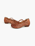 peopleterritory Real Leather Hand-carved Flat Shoes