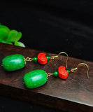 peopleterritory Sterling Silver Jade Cinnabar Drop Earrings