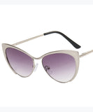 peopleterritory Retro Silver Edge Gradient Tea Metal Cat Eye Sunglasses XS1070