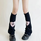 Territory Double Knitted Leg Cover Love Cross Hot Girl Y2k Wide Leg Socks Polyester Punk Leg Warmers  Harajuku Y2K Gothic AB Leg Socks