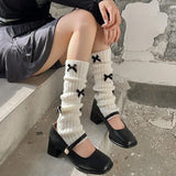 Territory New Japanese Bow JK Knitted Leg Socks Wool Pile Socks Leg Warmer Y2k Punk Harajuku Leg Cover Pile Socks Korean Leg Socks