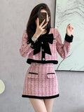 Territory autumn winter Small Fragrance Tweed Two Piece Set Women Short Jacket Coat + Skirt Suits Korean 2 Piece Sets Women Outfit