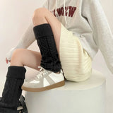 Territory Japanese Women Knitted Leg Warmers Vintage Winter Warm Thickened Calf Socks Cashmere Y2K Harajuku JK Mid Tube Socks Leg Covers