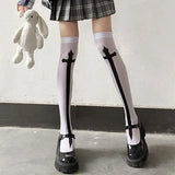 Territory Cross Stockings Cosplay Black Women Punk Harajuku Dark Gothic Y2K Festival Party Hosiery Long Socks Knee Lolita Girls High Socks