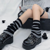 Territory Leg Warmers Zipper Japanese Jk Boots Socks Thigh Punk Y2K Leg Warmers Sring Boot Cuffs Warmer Lolita Knit Socks Tube Knit Socks