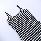 Territory Black and White Stripe Fuzzy Rompers Playsuits for Women Sexy One Pieces Jumpsuits Fashion Women Trending Bodycon