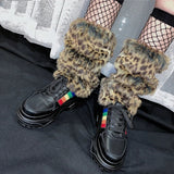 Territory E-girl Furry Leg Warmers Boot Covers Y2K Goth White Faux Fur Leg Warmers Punk Jk Knee-length Hiphop Warm Sock Fashion Socks