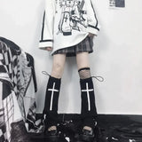 Territory Leg Warmers Lolita Goth Punk Cross Gothic Harajuku Socks Japanese JK Y2k Accessories Hot Girl Leg Set Black Socks Boot Cuff