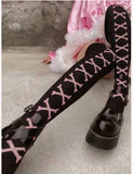 Territory JK Girls Socks Black Goth Cute Fish Net Stockings Pink Y2K Harajuku Lolita Long Knee Socks Cosplay JK Lolta Thigh High Stockings