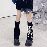 Territory Knit Socks Leg Warmer Japanese Jk Red Heart Cross Lolita Stockings Women Punk Harajuku Long Cable Knit Socks Flared Socks