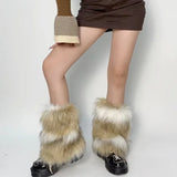 Territory New Retro Imitation Fur Hairy Leg Warmers Hot Girl Y2k Winter Boots Socks Furry Socks Women Punk Jk Knee-length Hiphop Warm Sock