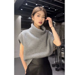 Territory Autumn Grunge Loose Knitted Women's Tanks Casual All Match Sleeveless Pullovers Y2k Aesthetic Harajuku Streetwear Sweater Vest