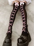 Territory JK Girls Socks Black Goth Cute Fish Net Stockings Pink Y2K Harajuku Lolita Long Knee Socks Cosplay JK Lolta Thigh High Stockings